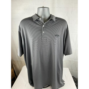 Men’s Callaway Opti Dri Pinstriped Short Sleeve Golf Polo Shirt Size 2XL Black